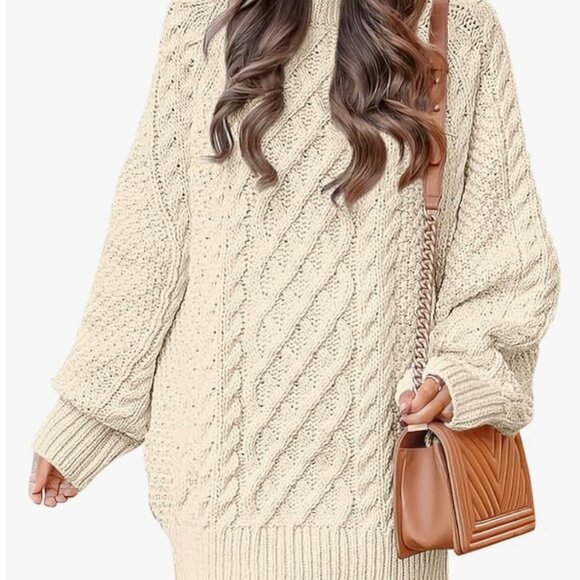 Sweater Dress Oversized Cable Knit Chunky Long Sleeve Small - Picture 3 of 5